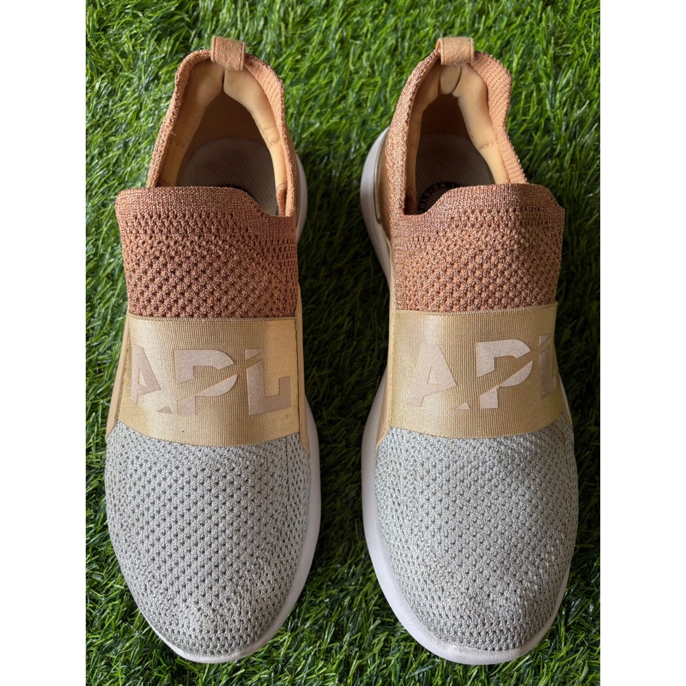 APL TechLoom Bliss Womens 7 Metallic Champagne Silver Slip On Running Shoes